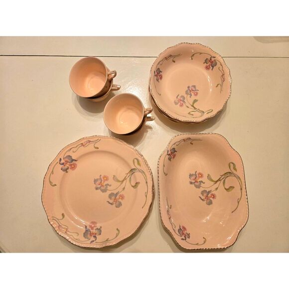 Steubenville Rose Dawn Lot Includes: Dinner Plates, Bowls, Cups & Serving Dish - Picture 1 of 5